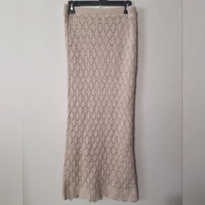 Freshman 1996 L cream crochet boho chic midi skirt
